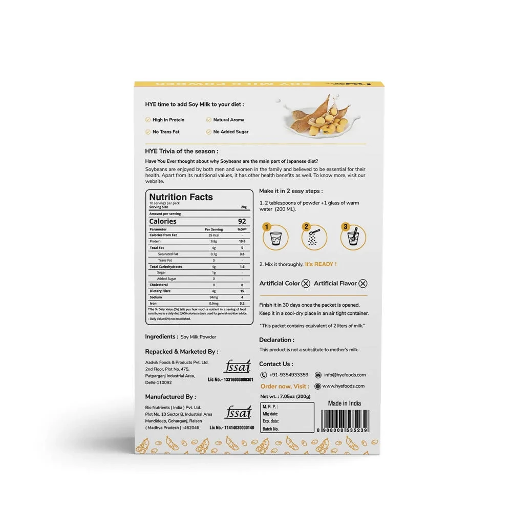 Hye Foods Vegan Soy Milk Powder, 200 g-2.webp